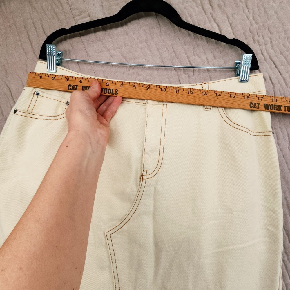 Future Collective Skirt 12 Womens Cream Denim Midi Reese Blutstein Boho Grunge - Picture 6 of 12